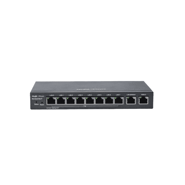 Ruijie Reyee RG-EG210G-P, 10-Port Gigabit Cloud Managed Router, up to 8 POE/POE+ ports front